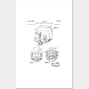 Football Helmet Patent - Football Fan Bedroom Office Art - White Posters and Art